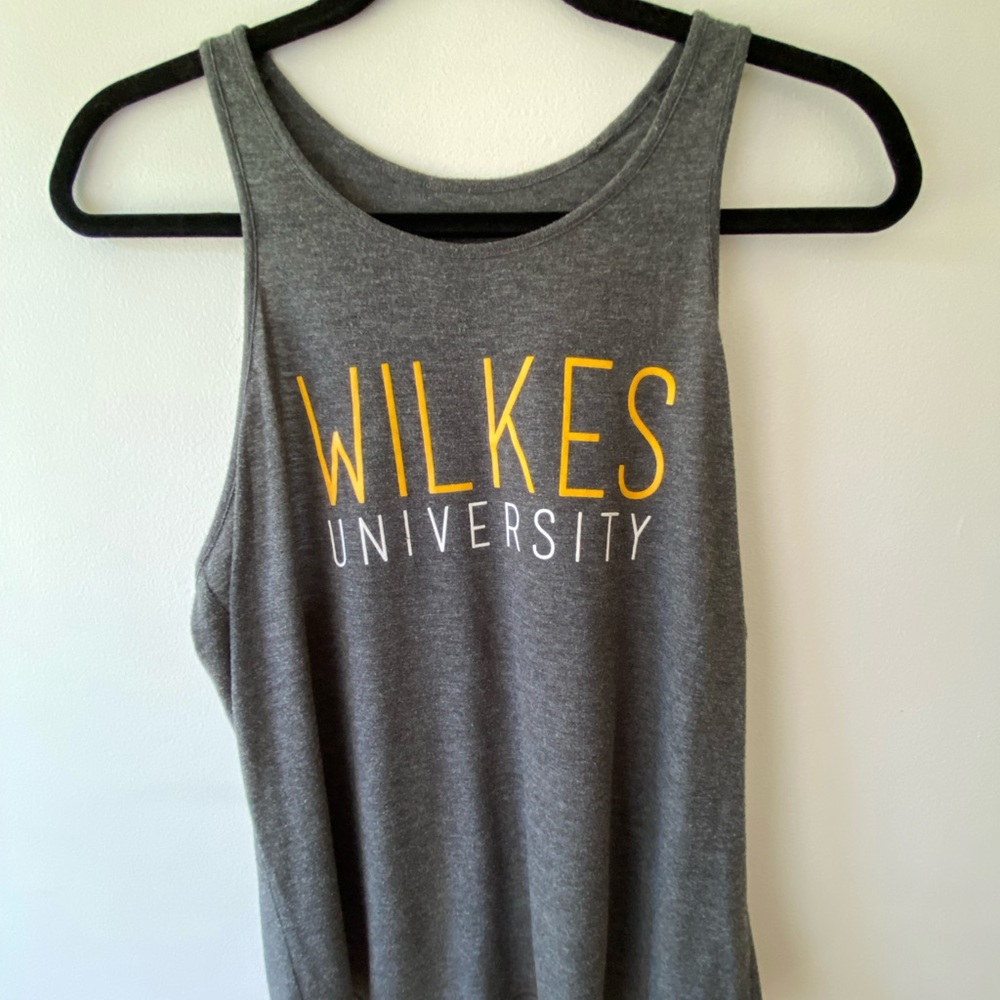 Dark gray Wilkes University Under Armour racerback tank top large